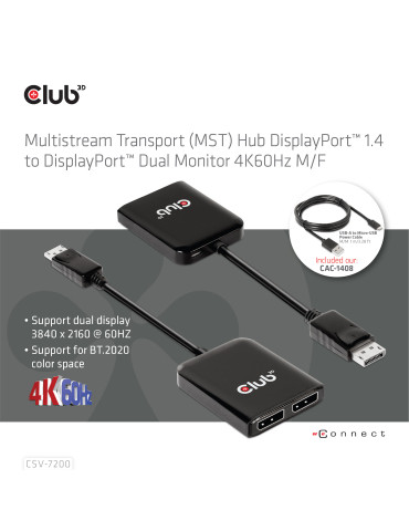 CLUB3D CSV-7220 video cable adapter 39.4" (1 m) DisplayPort HDMI + DisplayPort Gray