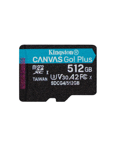 Kingston Technology 512GB microSDXC Canvas Go Plus Gen4 200MB s A2 U3 V30 Card + Adapter