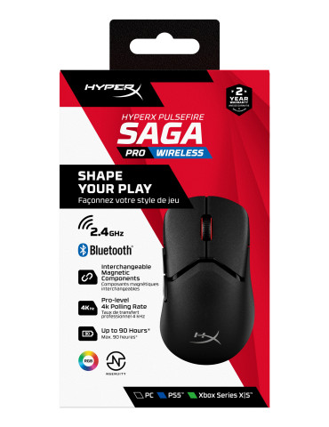 HyperX Pulsefire Saga Pro trådlös gaming-mus (svart)