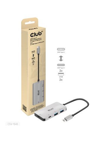 CLUB3D CSV-1543 interface hub USB 3.2 Gen 2 (3.1 Gen 2) Type-C 10000 Mbit s Black, Silver