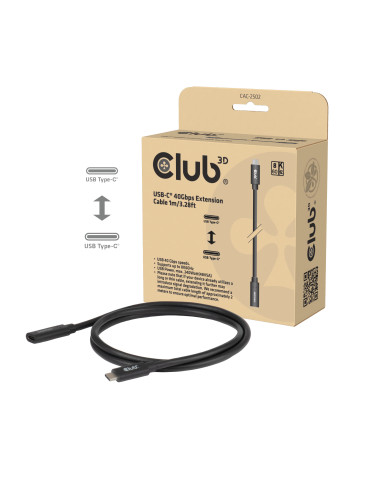 CLUB3D CAC-2502 USB cable 39.4" (1 m) USB C 240 W Black