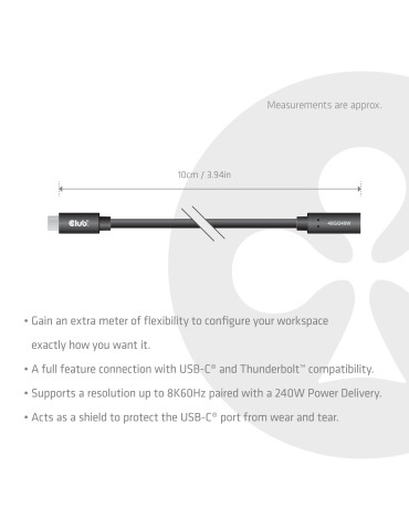 CLUB3D CAC-2502 USB cable 39.4" (1 m) USB C 240 W Black