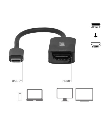 CLUB3D CAC-2505 videokabeladapter 0,12 m USB Type-C HDMI + USB Svart