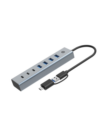 Conceptronic HUBBIES20GP interface hub USB 3.2 Gen 1 (3.1 Gen 1) Type-C 5000 Mbit s Gray