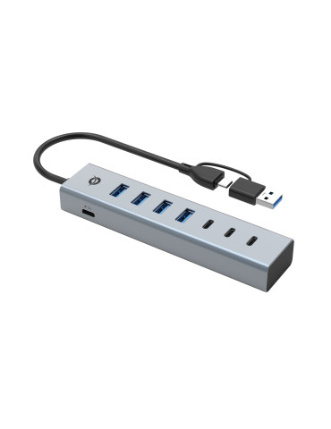 Conceptronic HUBBIES20GP interface hub USB 3.2 Gen 1 (3.1 Gen 1) Type-C 5000 Mbit s Gray