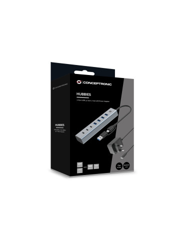 Conceptronic HUBBIES20GP interface hub USB 3.2 Gen 1 (3.1 Gen 1) Type-C 5000 Mbit s Gray