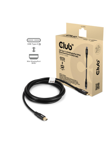 CLUB3D CAC-1561 DisplayPort-kabel 2 m Mini DisplayPort USB Type-C Svart
