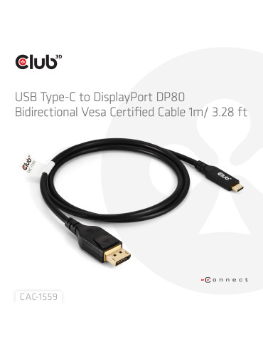 CLUB3D CAC-1559 videokabeladapter 1 m USB Type-C DisplayPort Svart