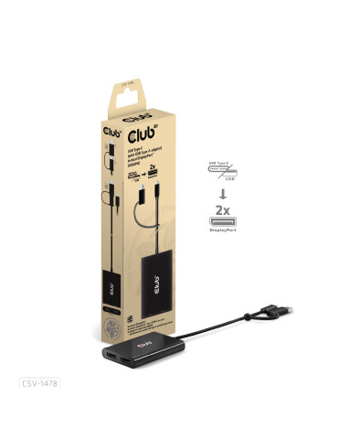 CLUB3D CSV-1478 videohaaroitin USB Type-C 2x DisplayPort
