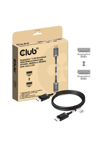 CLUB3D CAC-1092 DisplayPort-kabel 1,6 m Svart