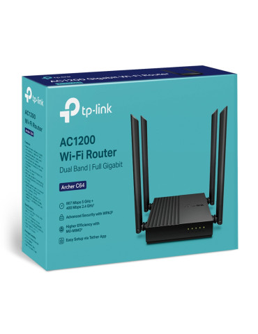 TP-Link Archer C64 trådlös router Gigabit Ethernet Dual-band (2,4 GHz   5 GHz) Svart