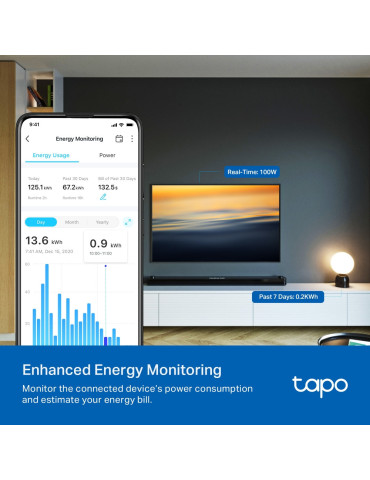 TP-Link Tapo P110 Smarta pluggar 3680 W Hem, Kontor Vit