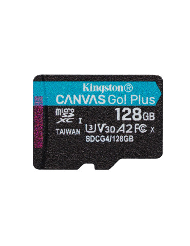 Kingston Technology 128 Gt microSDXC Canvas Go! Plus Gen4 200R A2 U3, yksittäispakkaus, ilman sovitinta