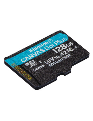 Kingston Technology 128 Gt microSDXC Canvas Go! Plus Gen4 200R A2 U3, yksittäispakkaus, ilman sovitinta