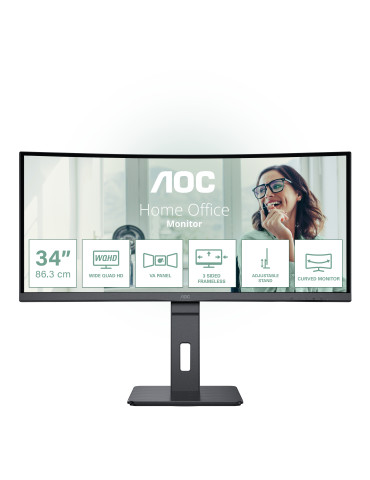 AOC CU34P3CV tietokoneen litteä näyttö 86,4 cm (34") 3440 x 1440 pikseliä UltraWide Quad HD LED Musta