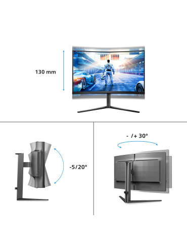 Philips Evnia 5000 32M2C5500W 00 tietokoneen litteä näyttö 80 cm (31.5") 2560 x 1440 pikseliä Quad HD LCD Musta