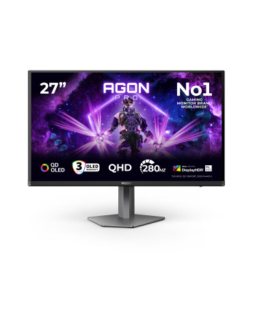 AOC AGON PRO AG276QZD2 computer monitor 26.5" 2560 x 1440 pixels Quad HD QD-OLED Black, Gray