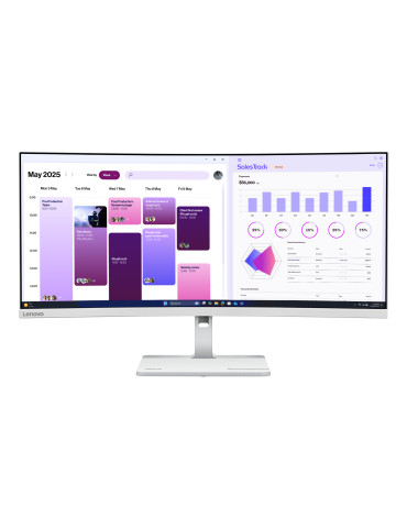 Lenovo L34W-4C computer monitor 34" 3440 x 1440 pixels UltraWide Quad HD LED Gray