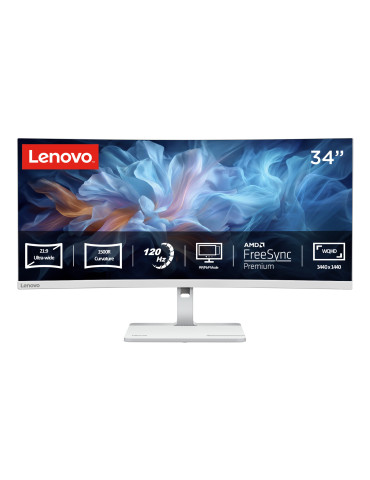Lenovo L34W-4C computer monitor 34" 3440 x 1440 pixels UltraWide Quad HD LED Gray