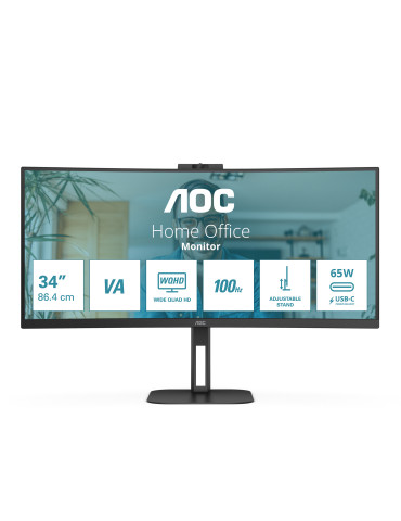AOC V5 CU34V5CW computer monitor 34" 3440 x 1440 pixels Wide Quad HD LED Black