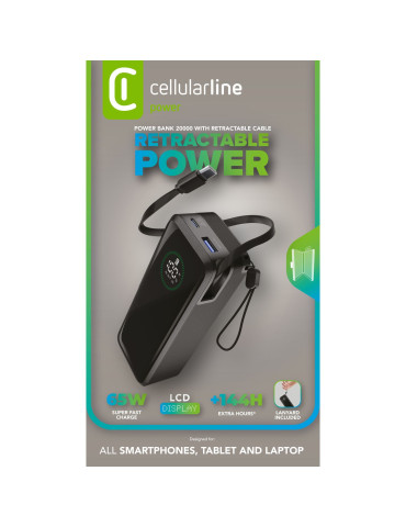 Cellularline PBROLL20000K power bank 20000 mAh Black