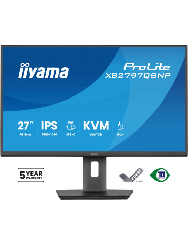 iiyama ProLite XB2797QSNP-B1 tietokoneen litteä näyttö 68,6 cm (27") 2560 x 1440 pikseliä Quad HD LCD Musta