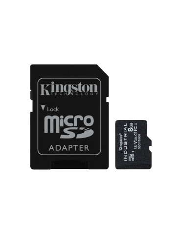 Kingston Technology 8GB microSDHC Industrial C10 A1 pSLC -kortti + SD-sovitin