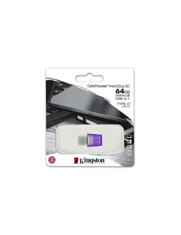Kingston Technology DataTraveler 64 Gt microDuo 3C 200 Mt s dual USB-A + USB-C