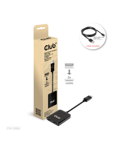 CLUB3D CSV-7200H bilddelare DisplayPort 2x HDMI