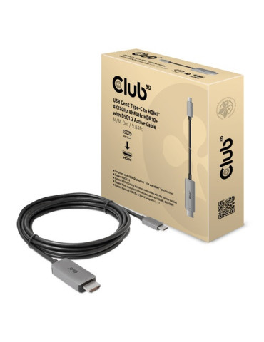 CLUB3D CAC-1587 video cable adapter 118.1" (3 m) USB Gen2 Type-C HDMI Type A (Standard) Black