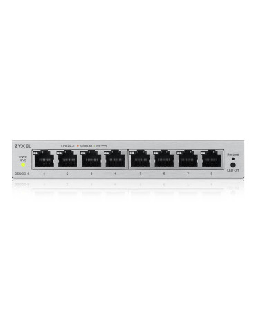 Zyxel GS1200-8V3 hanterad L2 Gigabit Ethernet (10 100 1000) Skrivbord Grå