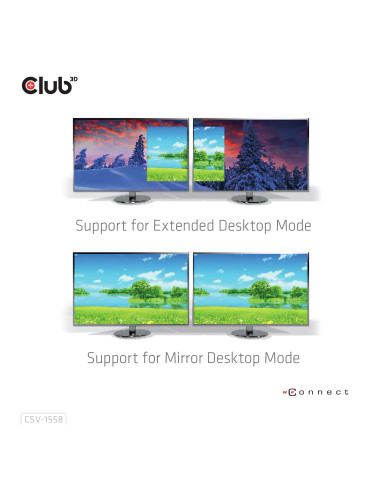 CLUB3D CSV-1558 bilddelare USB Type-C 2x HDMI