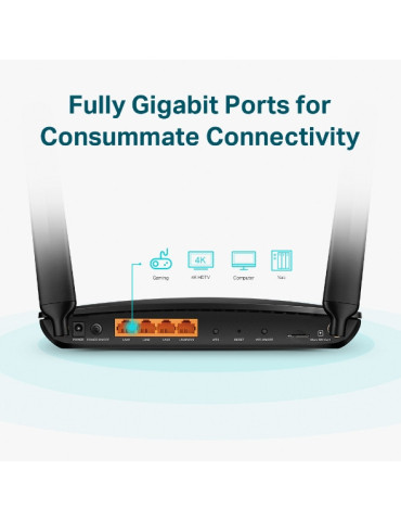 TP-Link Archer MR600 langaton reititin Gigabitti Ethernet Kaksitaajuus (2,4 GHz 5 GHz) 4G Musta