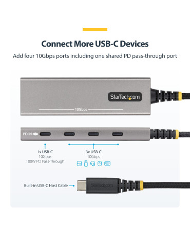 StarTech.com 309B-USBC-HUB interface hub USB 3.2 Gen 2 (3.1 Gen 2) Type-C 10000 Mbit s Gray