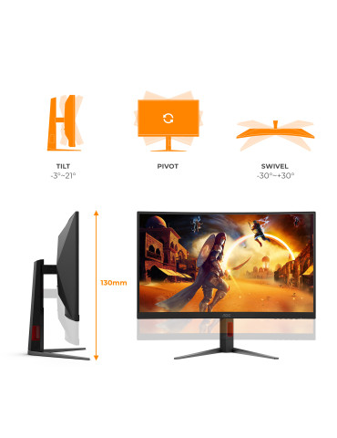 AOC G4 C27G4Z2 platta pc-skärmar 68,6 cm (27") 1920 x 1080 pixlar Full HD LCD Svart, Röd