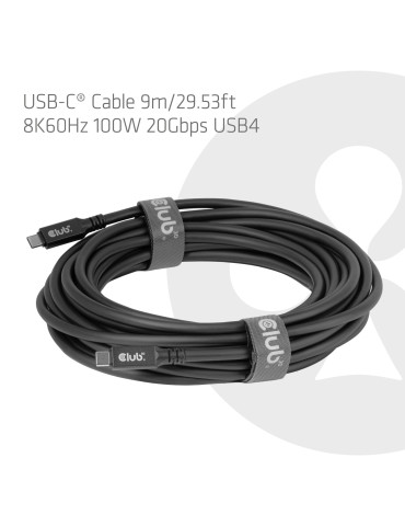 CLUB3D CAC-2509 USB cable USB4 Gen 2x2 354.3" (9 m) USB C 20 Gbit s 100 W Black
