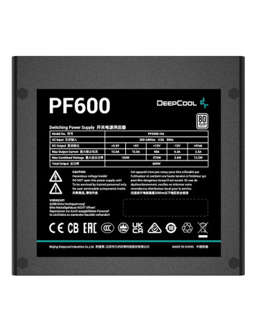 DeepCool PF600 strömförsörjningsenheter 600 W 20+4 pin ATX ATX Svart
