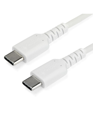 StarTech.com 1 m USB-C-snabbladdningskabel, robust, laddning och synkronisering, 60 W (3 A) PD, USB 2.0, vit TPE-mantel och