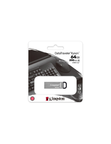 Kingston Technology DataTraveler Kyson USB-sticka 64 GB USB Type-A 3.2 Gen 1 (3.1 Gen 1) Silver