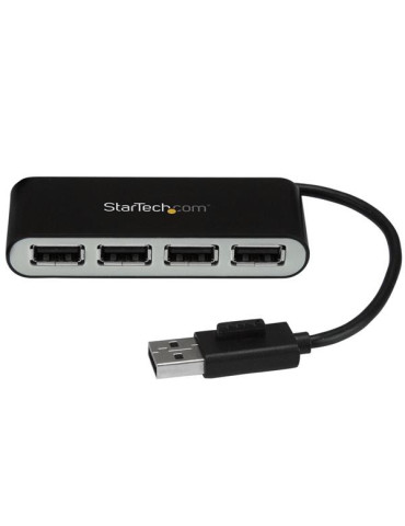 StarTech.com Bärbar USB 2.0-hubb med 4 portar och inbyggd kabel