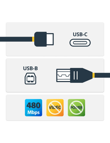 StarTech.com 2 m USB-B till USB-C-kabel, datakabel, USB 2.0, USB-C-dataöverföringskabel
