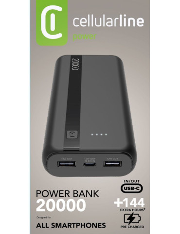 Cellularline 8018080481963 Litium-Ion (Li-Ion) 20000 mAh Svart