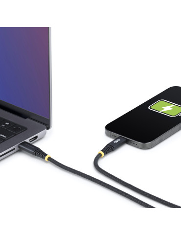 StarTech.com 2 m USB-C-laddningskabel, hållbar och mycket flexibel, 240 W (5 A) PD EPR, USB 2.0-laddningskabel för bärbar