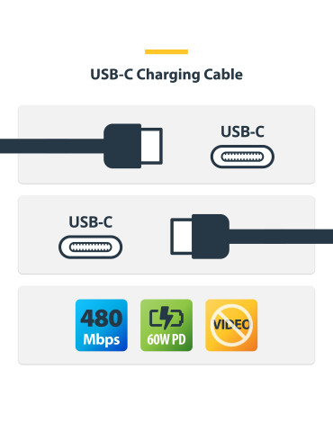 StarTech.com USB2CC1MNCBRWH USB cable USB 2.0 39.4" (1 m) USB C 0.48 Gbit s 60 W White