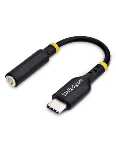 StarTech.com USB-C till 3,5 mm TRRS-ljudadapter för hörlurar högtalaruttag, USB Type-C Aux-dongel, Hi-Fi 32-bitars DAC, för