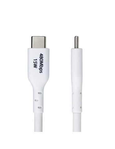 StarTech.com 3 m USB-A till USB-C-laddningskabel, laddning och synkronisering, 3 A, USB 2.0, TPE-mantel - Vit USB-laddningssladd