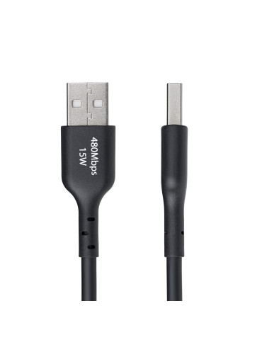 StarTech.com 3 m USB-A till USB-C-laddningskabel, laddning och synkronisering, 3 A, USB 2.0, TPE-mantel - Svart