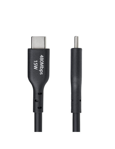 StarTech.com 3 m USB-A till USB-C-laddningskabel, laddning och synkronisering, 3 A, USB 2.0, TPE-mantel - Svart