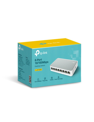 TP-Link TL-SF1008D nätverksswitchar Ohanterad Fast Ethernet (10 100) Vit