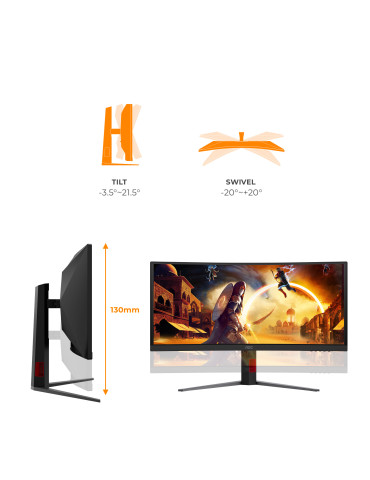 AOC G4 CU34G4CAP platta pc-skärmar 86,4 cm (34") 3440 x 1440 pixlar UltraWide Quad HD LCD Svart, Röd